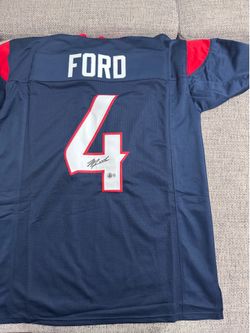 Mike Ford Signed Autograph Custom Jersey- Beckett Coa- Houston Texans