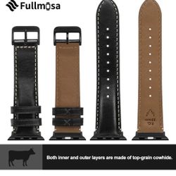 Fullmosa Compatible with Apple Watch Band Retro Leather Apple Watch Ultra 2/Ultra 49mm, Series 10 46mm, 9/8/7 45mm, SE2/SE/6/5/4 44mm, 3/2/1 42mm Band