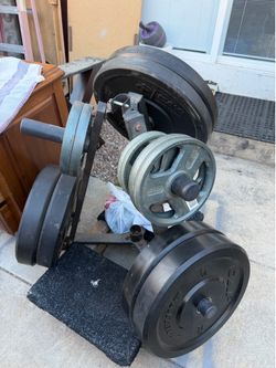 330 pound’s Olympic plates plus stand