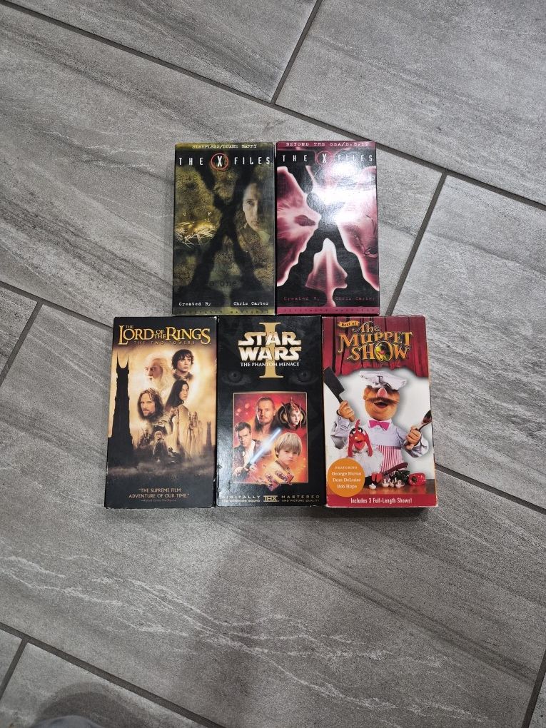 Assorted VHS Tapes, The X Files, Lord Of The Rings, Star Wars Episode 1, The Muppet Show 