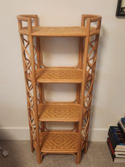 Rattan and Wicker 4-Tier Etagere Shelf
