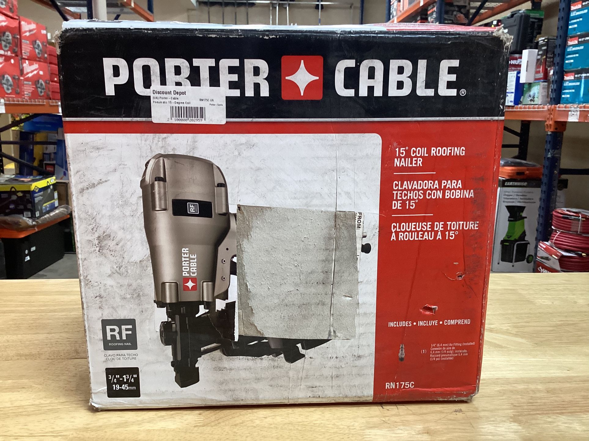 (UA) Porter-Cable Pneumatic 15-Degree Coil Roofing Nailer