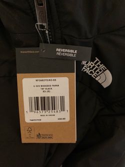 BRAND NEW: Girls’ REVERSIBLE North Face ‘Mossbud Parka’ Jacket: (BLACK) (XS) (Size 6)