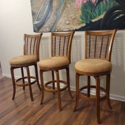 Solid Wood Swivel Counter High Stools-3 Piece 