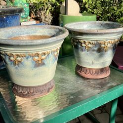Glazed Ceramic Pots: 12”W x10.25”H-$15 Each