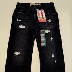 NWT Levi’s Boys’ 514 Straight Fit Performance Denim Stretch Jeans Black Size 6 Regular