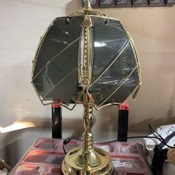 Vintage Brass Lamp Black Glass