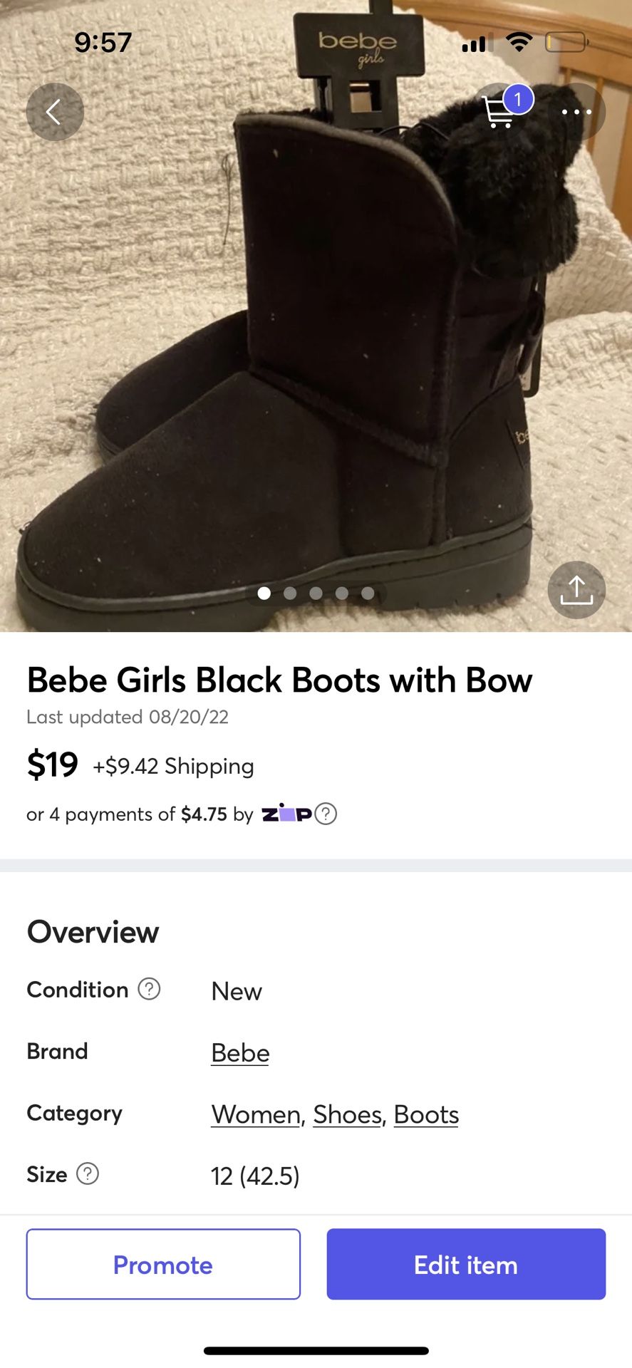 Black Bebe Girls Fur Boots Child 12