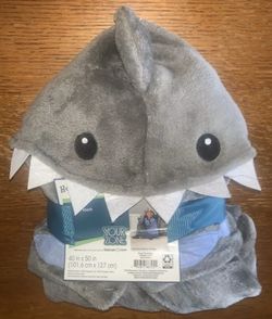NWT Your Zone Boys Soft Touch "Shark" Hooded Throw Blanket 40" X 50" BRAND NEW