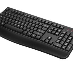 
Wireless Keyboard and Mouse Combo, 2.4G Full-Sized Ergonomic Computer Keyboard
