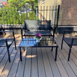 Patio furniture set Out door seating & Glass top table 