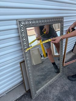 Large Silver Ornate Framed Wall Mirror