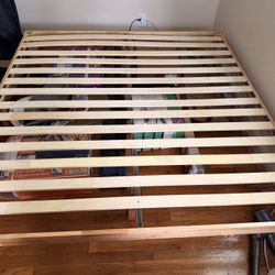 King Size Beige Wooden Platform Bed Frame