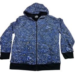 Lurking Class Sketchy Tank Hooded Jacket Mens Large Blue Skull Sherpa Zip