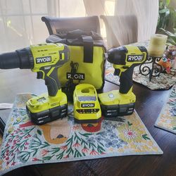 Ryobi Impact Driver and drill combo kit.(2) 18v. Batteries 4ah / charger (used in good working condition.