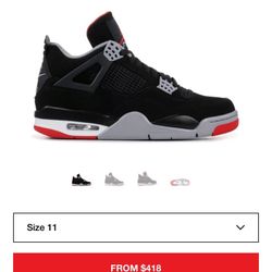 Jordan Bred 4s Size 11