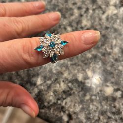 Sterling silver aquamarine ring sz 6