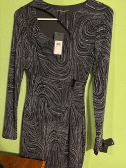 Guess Glitter Swirl Long Sleeve Mini Dress XS