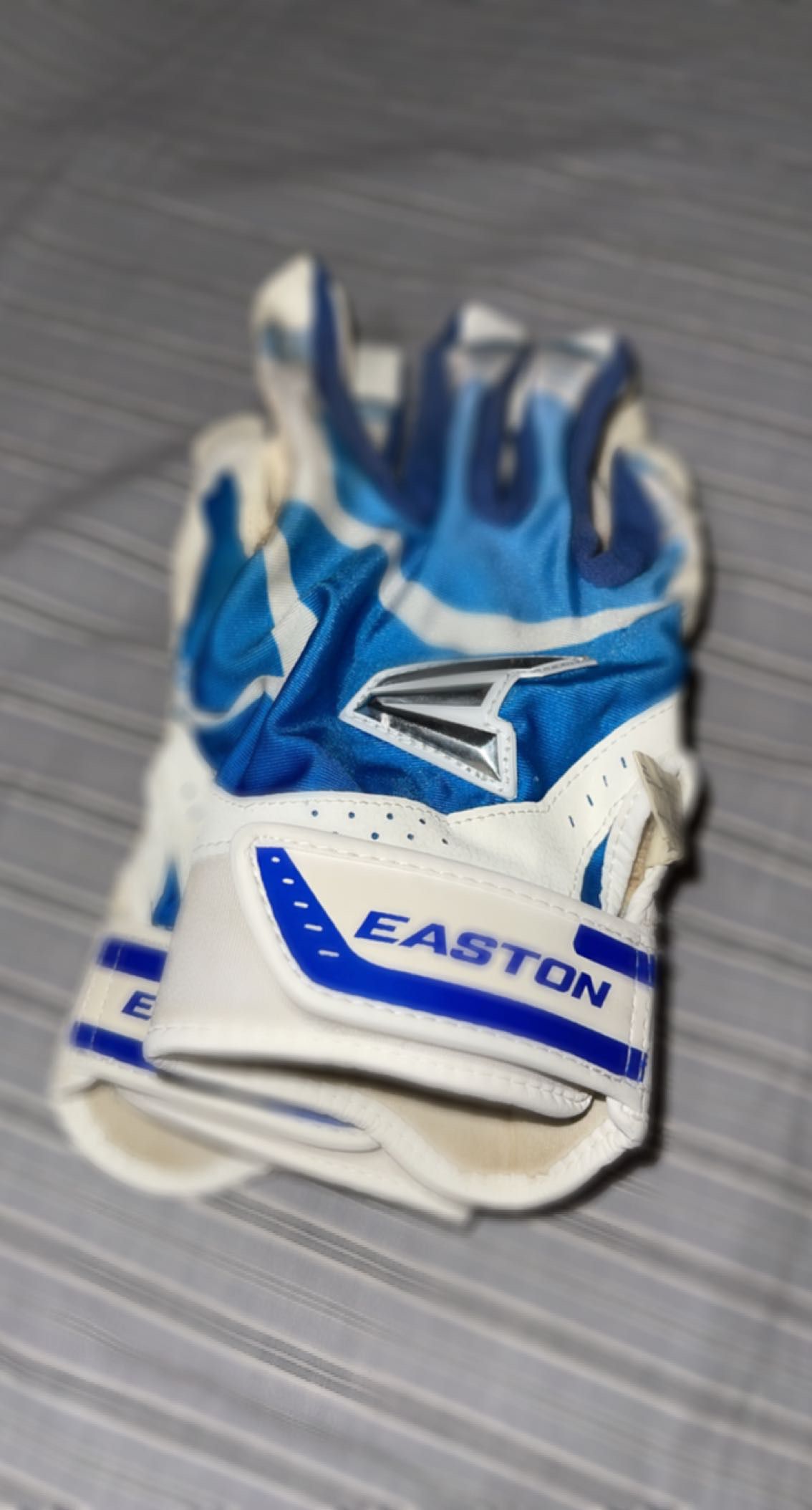 Easton Blue And White Batting Gloves