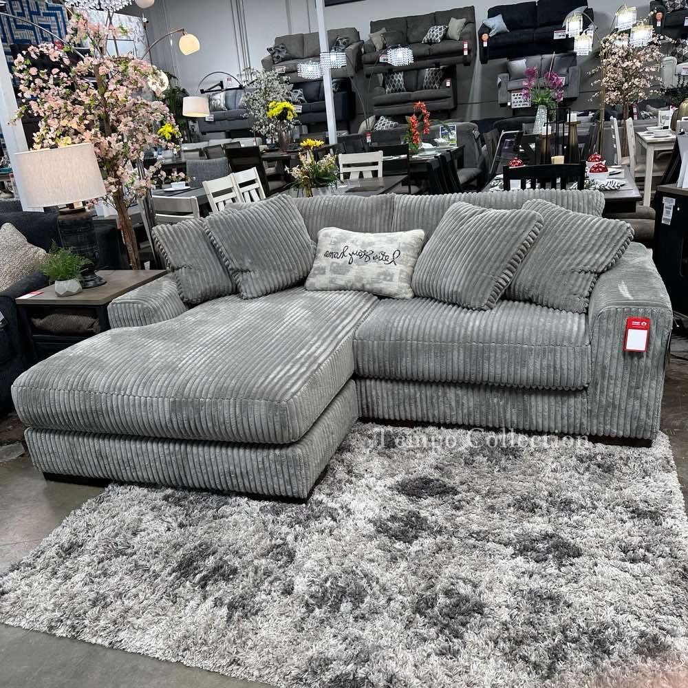 Sectional Grey Corduroy, Sofa Couches for Living Room