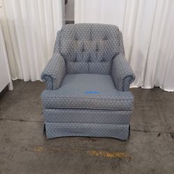 Light Blue Patterned Upholstered Club Chair with Rolled Arms