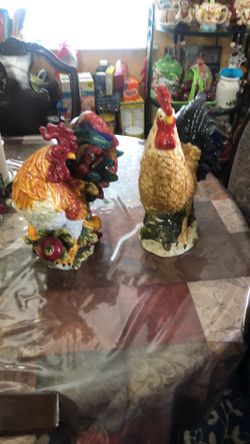 Ceramic Chicken And Rooster 