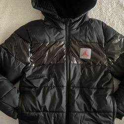 Big Kids Jordan Puff Coat, Black/Red, Size L,.. 12-13yrs