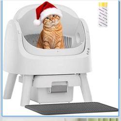 PetPivot Self Cleaning Litter Box, Open Top Automatic Litter Box for Multiple Cats, Multiple Layer Safety Protection, Liner bags, White