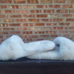 UGG Fluff Fur Sheepskin Slipper Natural Cream US Size 11