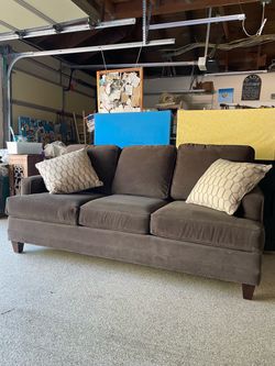 Ethan Allen Grey Sofa and Ottoman