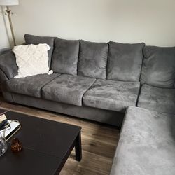 Grey Couch With Ottoman 