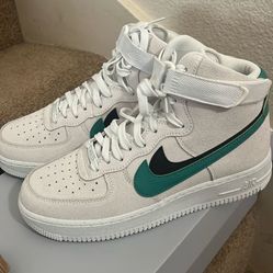 NIKE AIR FORCE 1 HI SE SUMMIT WHITE-NEPTUNE GREEN SHOES WOMENS 9.5 NEW