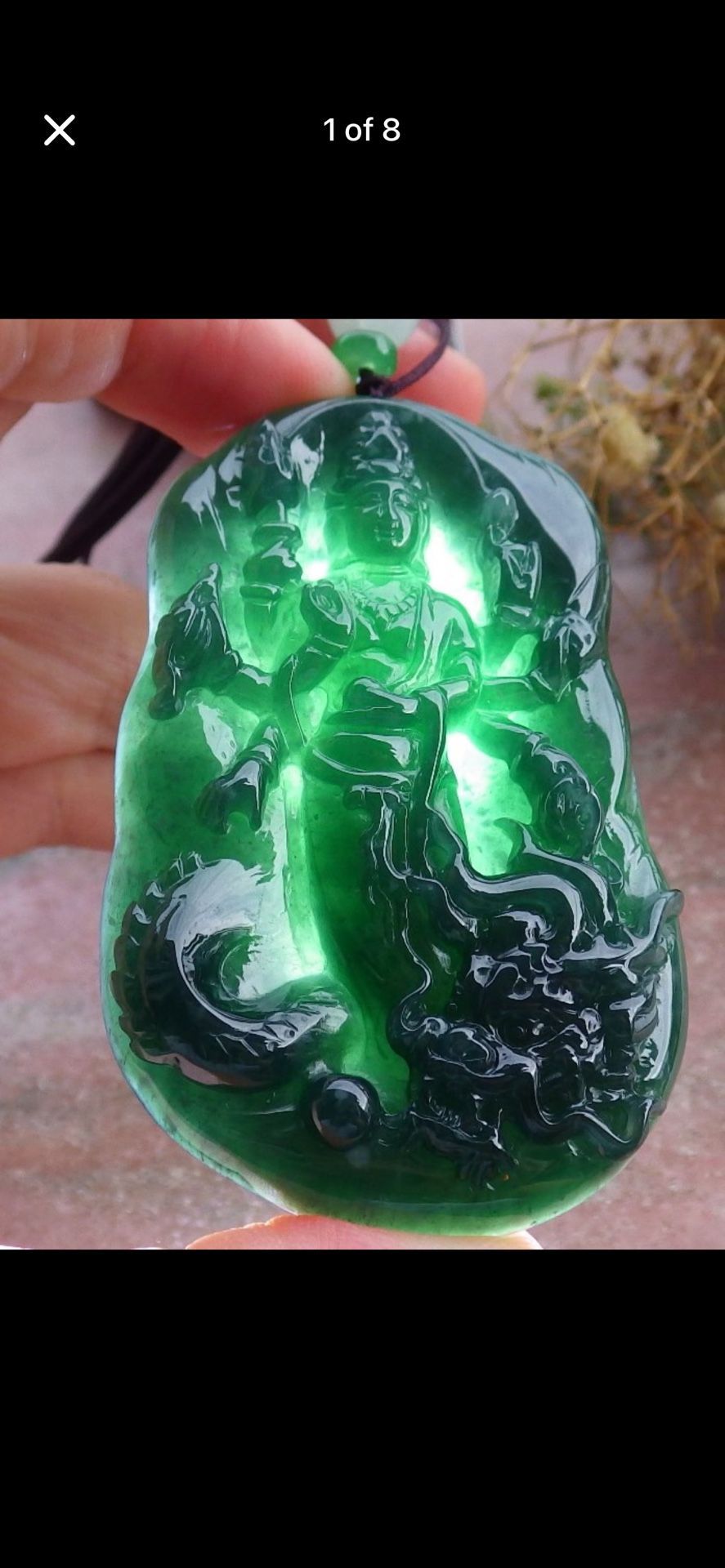 Jadeite Jade Kwan Yin Guanyin Green Pendant