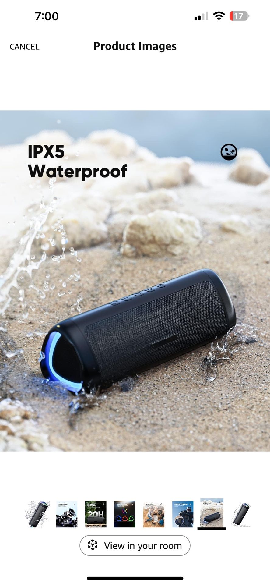 Bluetooth Speaker with HD Sound, Portable Wireless, IPX5 Waterproof, Up to 20H