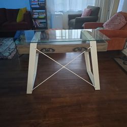 42” Contemporary Home Office Desk - Gray Walnut & White