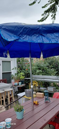 Large Blue Outdoor Patio Umbrella