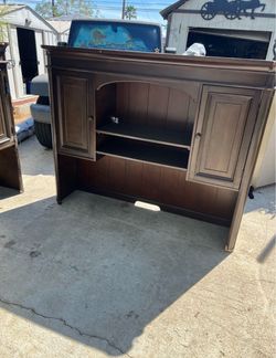 Dark Brown Wood Headboard with Storagehutch