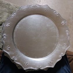 6 Silver Charger Plates