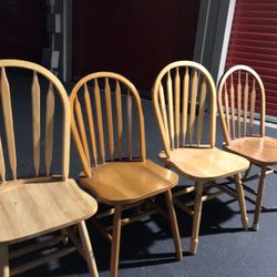 4 Wood Chairs . $95/ 4 Sillas De Madera $95