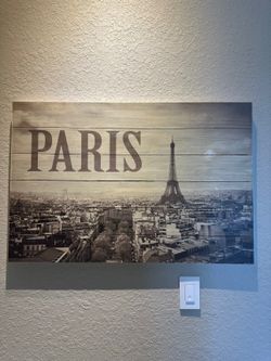 Paris Wall Art on Wood Planks — Eiffel Tower, Large 36 Inch