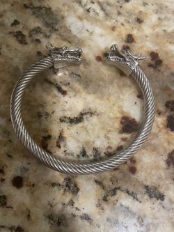 Men’s Punk Dragon Head Stainless Steel Open Cuff Bracelet