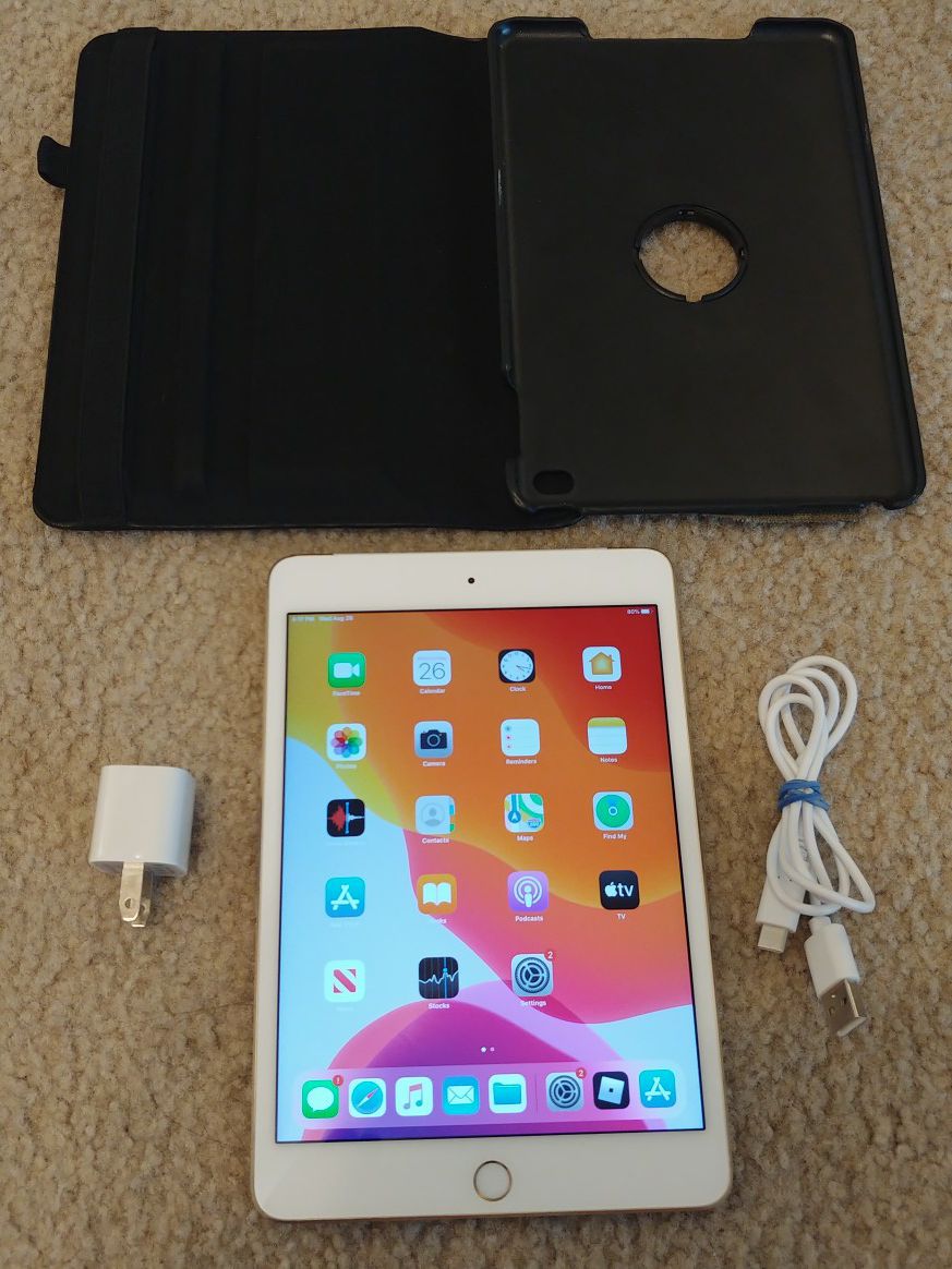 Apple iPad Mini 4 32GB, WiFi / T-Mobile 7.9" - Gold + Smart Cover Case (4th Generation)