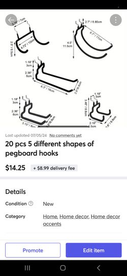 20pcs 5 Different Shape Of Pegboard Hooks