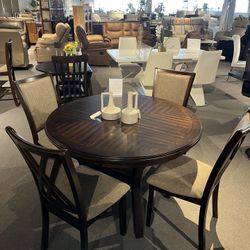 Brown 5PC Round Dining Room Set 