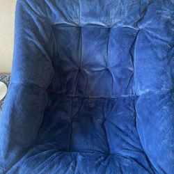 Fold Up Blue Plush Accent Chair