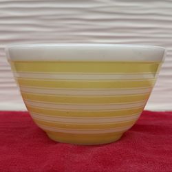 Adorable Vintage 401 Pyrex Small Yellow Stripe Mixing Bowl