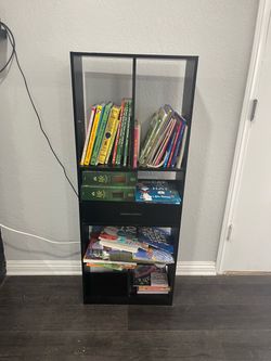 Black Cube Bookshelf with Drawer