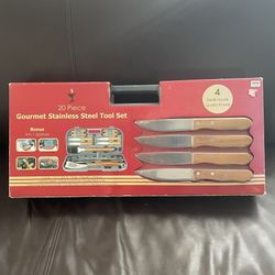 NEW!!! 20 Piece Gourmet Stainless Steel BBQ Tool Set