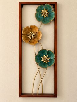Metal Flower Wall Art in Frame