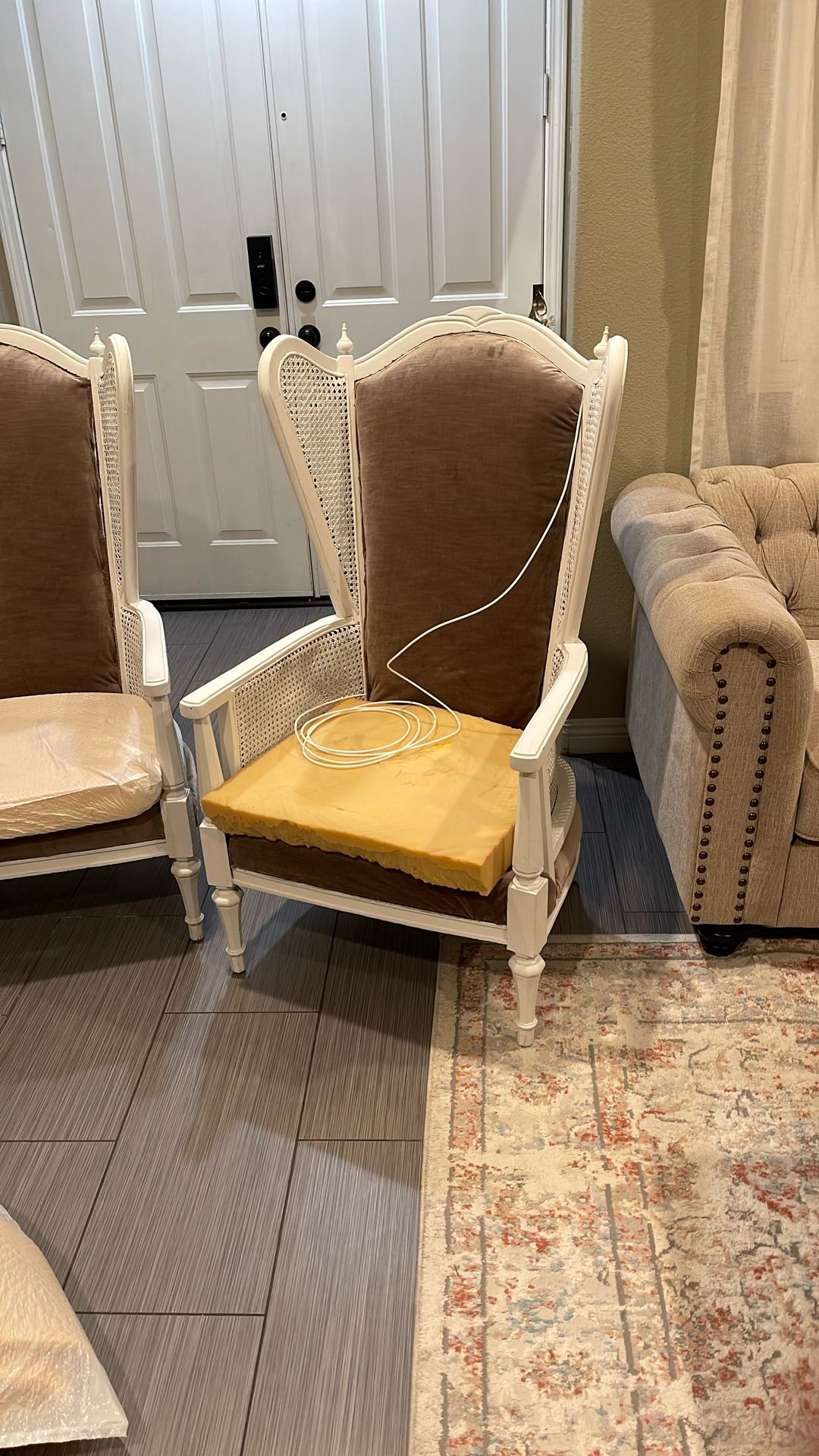 2 White Vintage Project Arm Chairs (Offers Welcome)